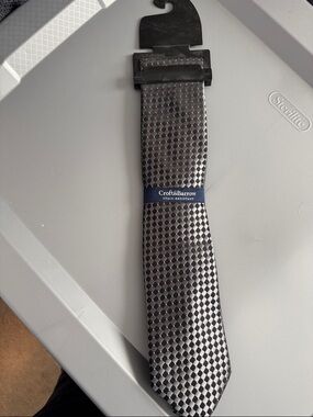 croft & barrow Black and Silver Checkered Tie